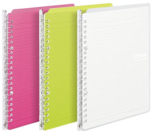 KOKUYO Campus Smart Ring Binder, Up to 25 Sheets, B5, 26 Holes, Set of 3 (Clear, Yellow & Pink Set)