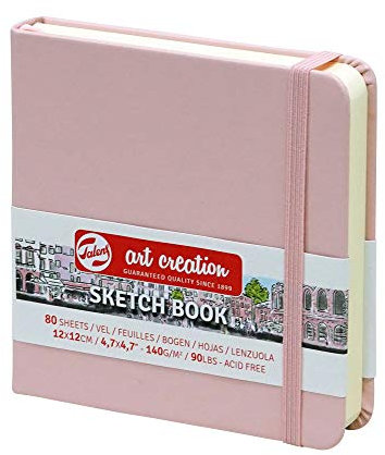 Talens Art Creation - Skizzenbuch Pastellrosa, 12x12cm, 140g, 80 Blatt, fest gebunden, säurefreies Papier