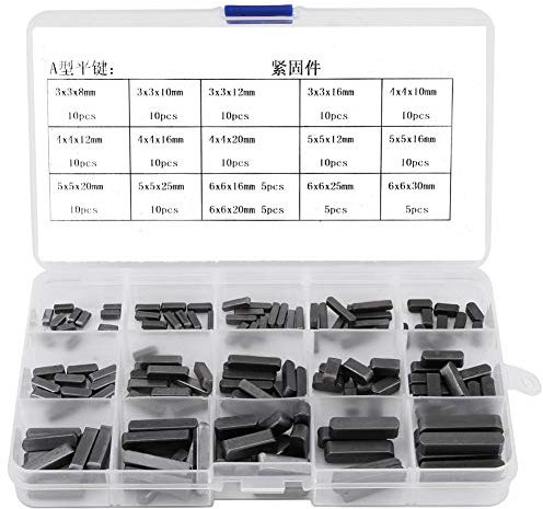Assortiment de clavettes, 140pcs Clavettes parallèles à bout arrondi, Clé de Plume à Extrémité Ronde, Acier Inox Plume Clé Parallèle Arbre D'entraînement, Pour La Fixation De Nombreux équipements