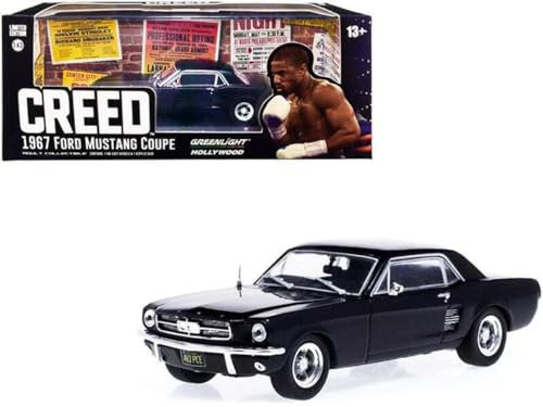 Greenlight 1967 Ford Mustang Coupe Matt Black (Adonis Creed's) Creed (2015) Movie 1/43 Diecast Model Car