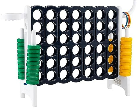 GOPLUS Enormt 4 vinnande spel, strategispel med 42 ringar, basketkorg & kastspel och snabbspänningsspak, 4 i en rad för barn och vuxna (mörkblå + vit)