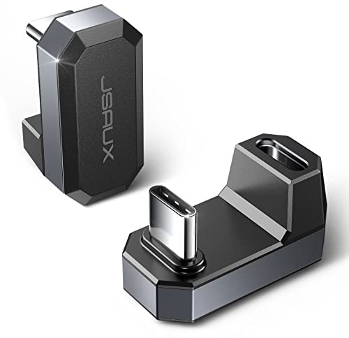 JSAUX 180°USB C-adapter (2 stycken), Typ C-kontakt till USB C 4.0, PD 100W | 180 graders typ C adapter kompatibel med Steam Deck, Switch, ROG Ally, bärbar dator, iPhone 15/16, iPad med flera, grå