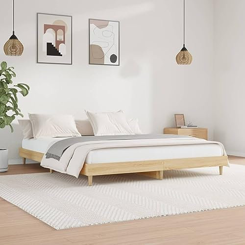 ZEYUAN Bettgestell Sonoma-Eiche 120x200 cm Holzwerkstoff, Bett, Bettrahmen, Gästebett, Bed Frame, Jugendbett, Jugendzimmer Komplett Set