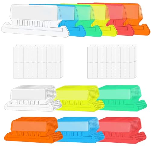 Moguri Lot de 60 intercalaires en plastique enfichables pour dossiers suspendus, onglets en plastique, identification rapide