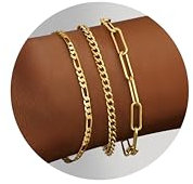 Krfy Armband Damen 925 Sterling Silber Clip Armbänder 14 Karat vergoldet Figaro Kubanische Schlange Twist Ketten Armkette Armband Stapelbare Silber ArmbandSet für Damen