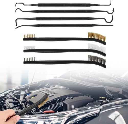 Set di 7 Spazzola in Metallo, Spazzola a Doppio Ottone, Spazzola in Acciaio Nylon, Mini Spazzole di Filo per Pulizia Kit con 4 Spazzole a Gancio, per la Pulizia Ruggine Metallica Spazzola