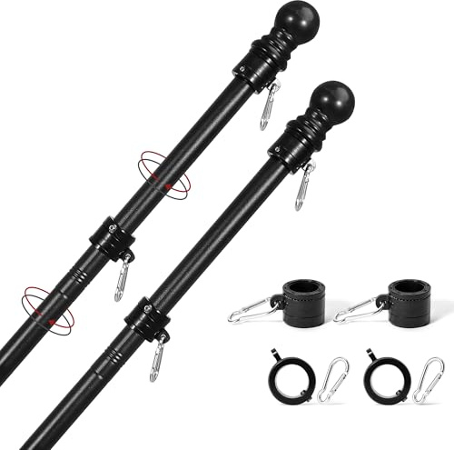 Yeesun Flag Pole,6FT Flag Pole Kit(2 Packs) for 3' x 5'American Flag, Flag Pole Holder for Outside House,Truck & Boat Use (Without Bracket) (Black)