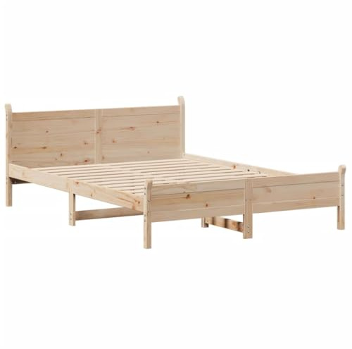 vidaXL Letto in legno massiccio, senza materasso, struttura del letto con testiera, rete a doghe, letto matrimoniale per camera da letto, 160 x 200 cm, in legno di pino
