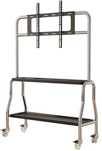 Mobile TV Stand per 32 TV da 75 pollici Carrello alto rotolante con mensola, supporto da pavimento per TV su ruote, per camera da letto, soggiorno, ufficio, nero (90 x 32 x 120 cm)