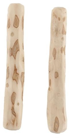 Gorise 2pcs Coffee Wood Dog Chew Sticks – Natural Wooden Bones (Size M, 7.5-17.5kg Dogs) Teeth Cleaning Tool