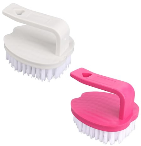 2uds Cepillos para Fregar Verduras, 8x7x6,5cm de Polipropileno con Cerdas Rígidas Mango para Patatas Zanahorias y Frutas (Rojo y Blanco)