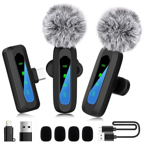 WGIDSKKI Microfono Lavalier iPhone/Android/PC, senza Fili Type-C/Lightning/USB, Piccolo Microfono per Video, TikTok, YouTube, Vlog, Interviste, Riduzione Rumore, Plug & Play