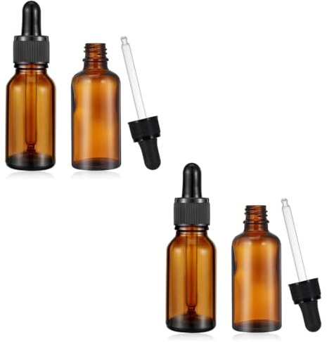 4 st 50 ml pipettflaskor i brunt glas, tom droppflask med glaspipett, apotekflaska för eteriska oljor, aromaterapi, parfymoljor och vätskor, läckagefri flaska med pipett