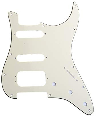Musiclily Pro 11 Fori Round Corner HSS Strat Battipenna Chitarra Pickguard per USA/Mexican Stratocaster con 3 Vite per Montaggio Humbucking Open Pickup,3 strati Nero