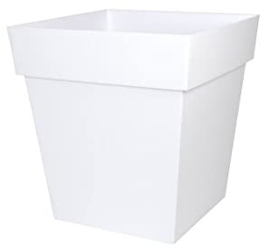 EDA - Maceta Cuadrada Toscana 50 cm - Volumen 87 L - 49,5 x 49,5 x 52,5 cm - Blanco