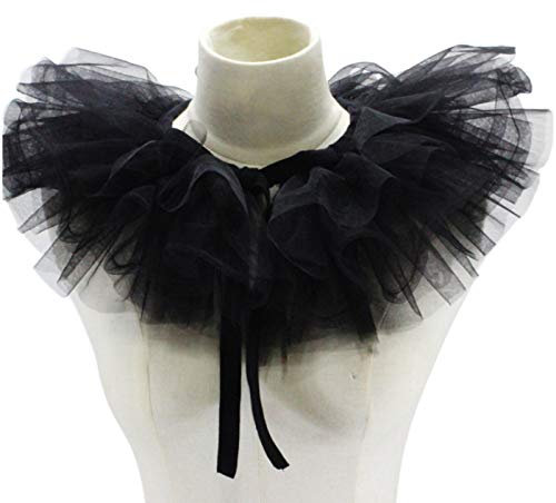 kdjsic Frauen Victorian Rüschen Mesh Fake Collar Schal Retro Layered Tulle Abnehmbare Halskrause Dekorative Clown Cosplay Halsreif