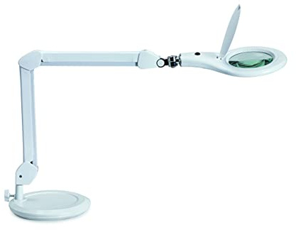 Maul MAULmakro Lámpara con Lupa LED con Soporte para Trabajos precisos en talleres, oficinas y prácticas médicas, Lámpara de luz Diurna con 6500 K y 1,75 aumentos, Blanco