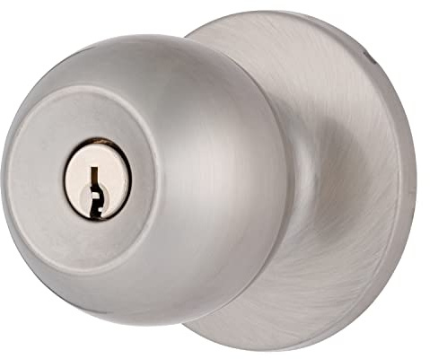 BRINKS Pomo de puerta de entrada con llave de transición, níquel satinado, diseñado para hogares tradicionales y de transición y combina perfectamente con la decoración interior (E2415-119), 1 paquete