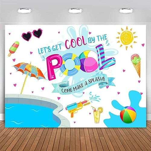 Sommar pool fest bakgrund simning födelsedag affisch dekor livboj bakgrund pografi Po Booth bordsbanderoll vinyl