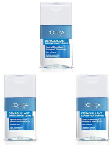 L'Oréal Paris Démaquillant Doux Yeux & Lèvres Waterproof, 125 ml (Lot de 3)