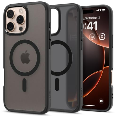 Spigen Ultra Hybrid MagFit Case for iPhone 16 Pro, Compatible with MagSafe Accessories [Anti-Yellowing] [Military-Grade Drop Protection] - Frost Black