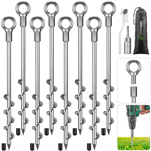 Lifeswell 8 picchetti per tenda da campeggio – forte tenda, picchetti pesanti, ancoraggi a terra, in metallo, per campeggio, attività all'aperto, escursioni, trampolino