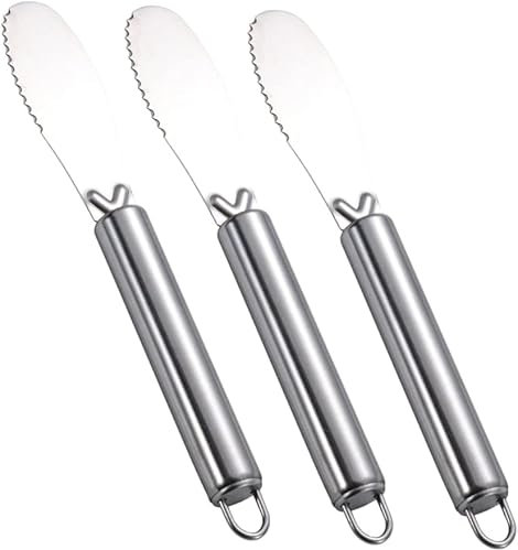 3 cuchillos esparcidores de mantequilla de acero inoxidable, espátula for mantequilla de maní, sándwich, esparcidor de queso y maní, for untar, raspador de mantequilla, crema portátil for sándwiches d