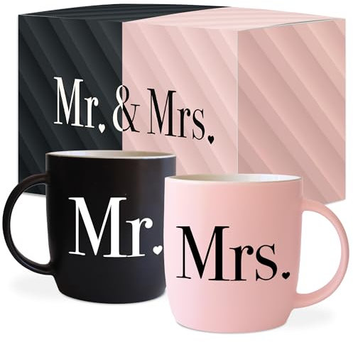 Triple Gifffted Tazza da caffè Mr and Mrs per coppie, idea regalo per anniversario di matrimonio, fidanzamento, San Valentino, Natale, per lui e per lei, per marito, moglie, lui, uomini, donne, sposi
