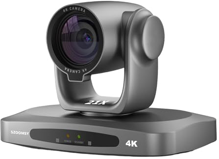 SZOOMSY 4K PTZ Camera AI AutoTracking 20X Optical Zoom HDMI SDI USB LAN POE Video Conference Camera for Live Streaming, Church Worship, Education, YouTube, Facebook