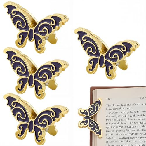 craspire 4 Pince à Livre Papillon Vintage en Alliage Doré pour Carnet de Notes Insecte Rétro pour Classeur Page de Livre Porte Billets pour la Maison Le Bureau l'art Le Scrapbooking Le Journal