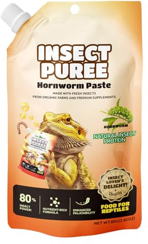 REPTIZOO FRIENDLY Crested Gecko Food Insect Puree, Hornworm Paste Reptile Food Made with Fresh Insects 2.82oz