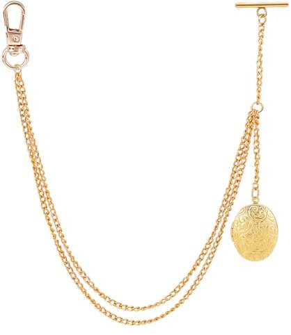 PH PandaHall 34cm Goldene Uhrenkette Anzugwestenkette Uhrenanhänger T Stange Herrentaschengliederkette Albert Uhrenkette Für Ehemann Und Vatertag Anhänger: 3.5cm