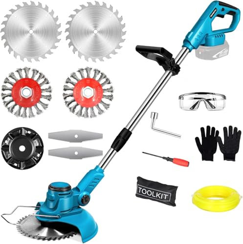 Akku Rasentrimmer für Makita-Akkus mit 4 Klingentypen Bürstenlose Rasentrimmer mit Unkrautbürste, 4-in-1 Rasentrimmer Elektrisch