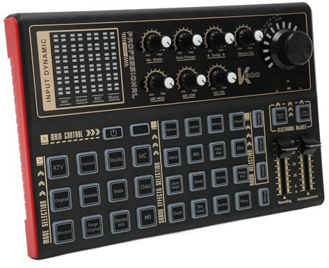 Sound Mixer Board Luci Colorate Schede Audio Multipli Scheda Audio per Registrazione Musicale Karaoke Cantare Barra Nera Ambient 12 16 di Doppio Microfono, connessione: Mixer (BLACK)