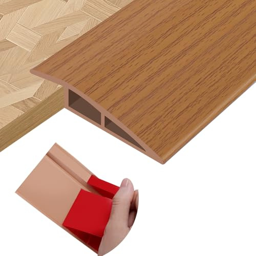 Floor Transition Strips PVC Self-adhesive Door Threshold Strips for Doorways Carpet Edging Laminate Floor Threshold Transition Profile (Yellow Wood Grain, 20mm×2m)
