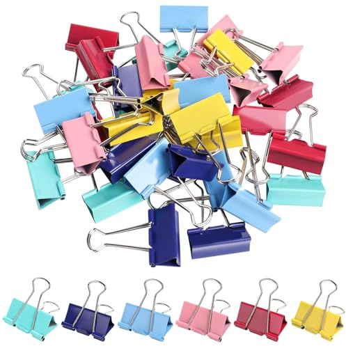 60PCS Binder Clips,Mini Small Bulldog Foldback Clips for Paper,Colored Metal Clamps for Stationery File Money Paper Office School Home Store Daily Classification Documents Photo Drawing Seal Food,15mm