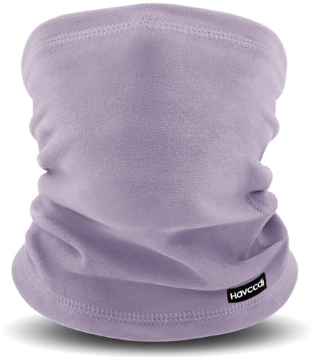 Havccdi Kids Winter Neck Warmer, Fleece Neck Gaiter Ski Mask for Boys Girls Windproof Face Covering Scarf for Cold Weather (Light Purple)