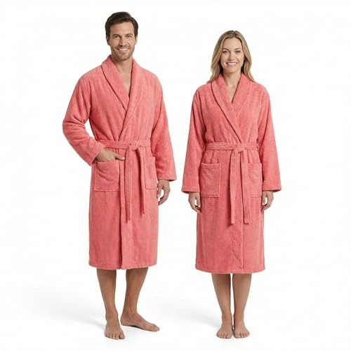 BOSKIMO Peignoir de Bain Unisexe 100% Coton OEKO-TEX – Robe de Chambre pour Homme et Femme – Éponge Américaine – Doux et Super Absorbant