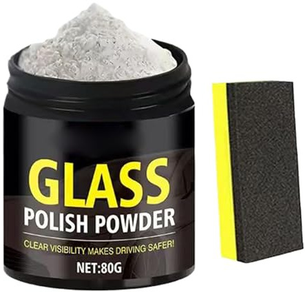 Removedor de arañazos para parabrisas – 80 g de polvo limpiador de larga duración, solución de kit de compuesto de restauración de vidrio, elimina la niebla de daños causados por manchas de agua de la