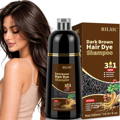 Shampoo Colorante Nero 500ml, 3 in 1 Hair Dye Shampoo per Capelli Grigi, Copertura Istantanea in 5 Minuti, Tintura Capelli per Uomo Donna (Nero)