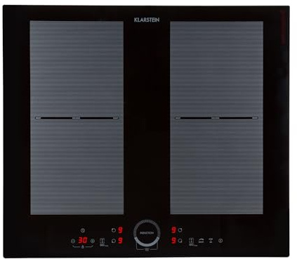 Klarstein Placa Induccion Eléctrica 7000W, Vitrocerámica de 4 Fuegos, Placas de Cocción de Sobremesa con Control Táctil para Cocinar