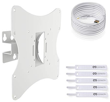 TV Wandhalterung für 17-42 Zoll (ca.43-107cm) Flach & Curved LCD LED OLED Fernseher & TFT Monitor | Schwenkbar Neigbar | Wand Halter Fernseher Halterung | VESA 50x50-200x200 | Weiß