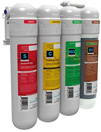 Aquatic Life Twist-in 4-Stage Reverse Osmosis Water Filter System RO/DI Filtration Units for Aquarium, 75 GPD