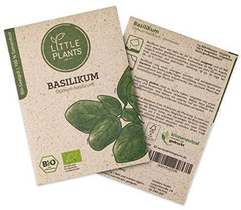 Little Plants BIO Basilikum Samen, 800 Basilikumsamen, hohe Keimrate, 100% Natürlich, BIO Samen Basilikum Genoveser für Kräutergarten Küchenkräuter Hochbeet – BIO Kräutersamen Nachhaltig
