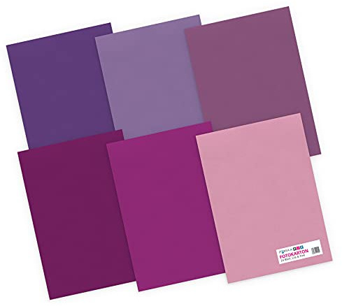 itenga Lot de 24 feuilles de carton photo A4 300 g/m² – Papier de couleur – Papier d'impression – Feuilles colorées dans la masse pour la création et le bricolage (violet)