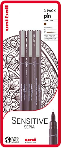uni-ball Sensitive Sepia fineliner ritpennor, 3 stycken, brun