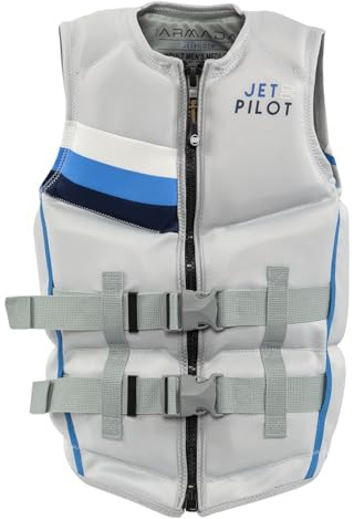 Jetpilot Men's Armada Neoprene Coast Guard Approved Life Jacket PFD (Silver, X-Large)