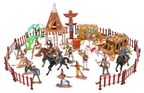 NUOBESTY Figuras de Vaqueros del Oeste Modelo de Figura de Nativo Americano Juguetes de Soldados de Acción de Los Indios Juego de Vaquero Occidental para Niños Juguetes Educativos para