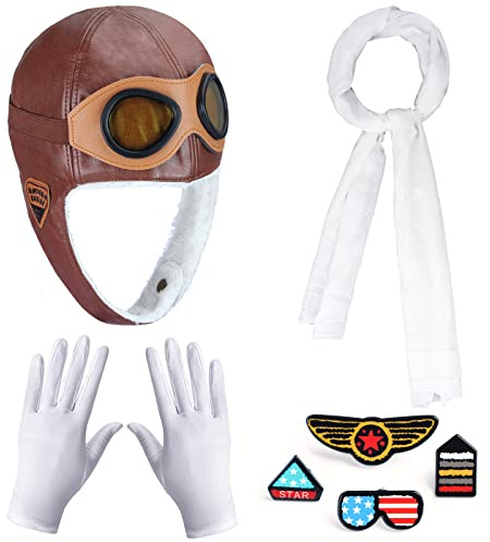 Keymall Kids Aviator Costume Accessories Pilot Aviator Hat With Goggles For Halloween Career Day Birthday Cosplay Costume