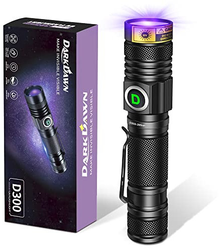 DARKDAWN Torcia UV 395nm Ricaricabile USB, LED Lampada di Wood Ultravioletti Torce Luce Nera, Mini Potente Portatile Lampada UV per Ambra, Polimerizzare la Resina, Rivelatore di Urina per Cani, Gatti